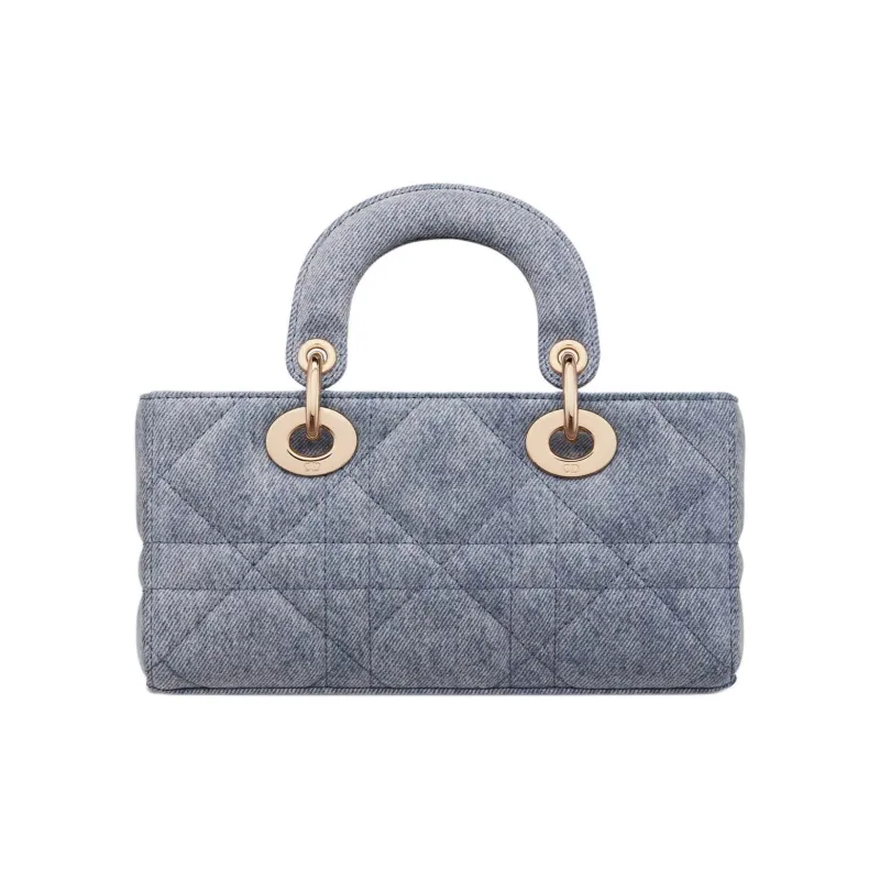 DIOR Lady D JOY Denim Fabric Shoulder Bag, Crossbody Bag, Handbag Trumpets Women's Light Blue-4