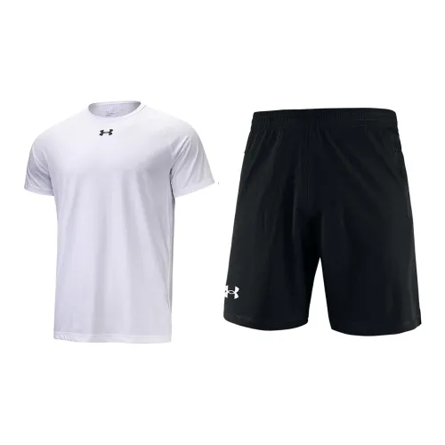 Under Armour Casual Sportswear Men Set White T-Shirts+Black Shorts