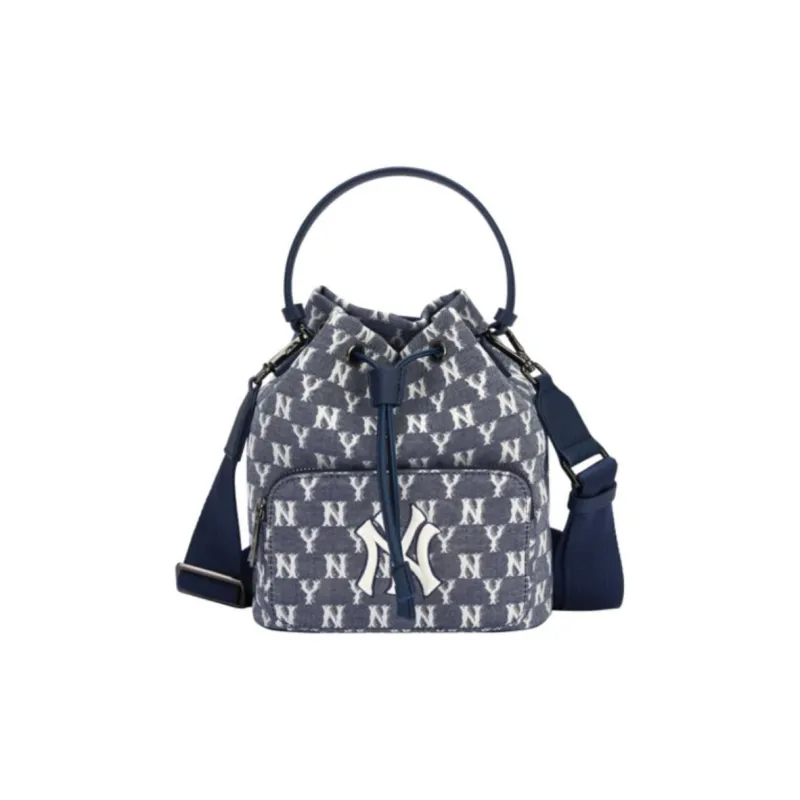 MLB Monogram Collection Polyester Bucket Bags Shoulder Bag Crossbody Bag Regular Unisex Denim Blue-0
