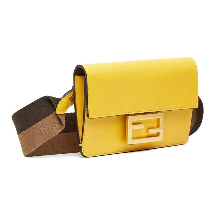 FENDI Baguette Cow Leather Baguette Bag Crossbody Bag Shoulder Bag Women's Yellow-1