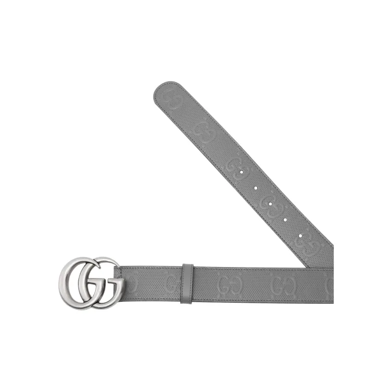 GUCCI Gg Embossed Leather Belt-3