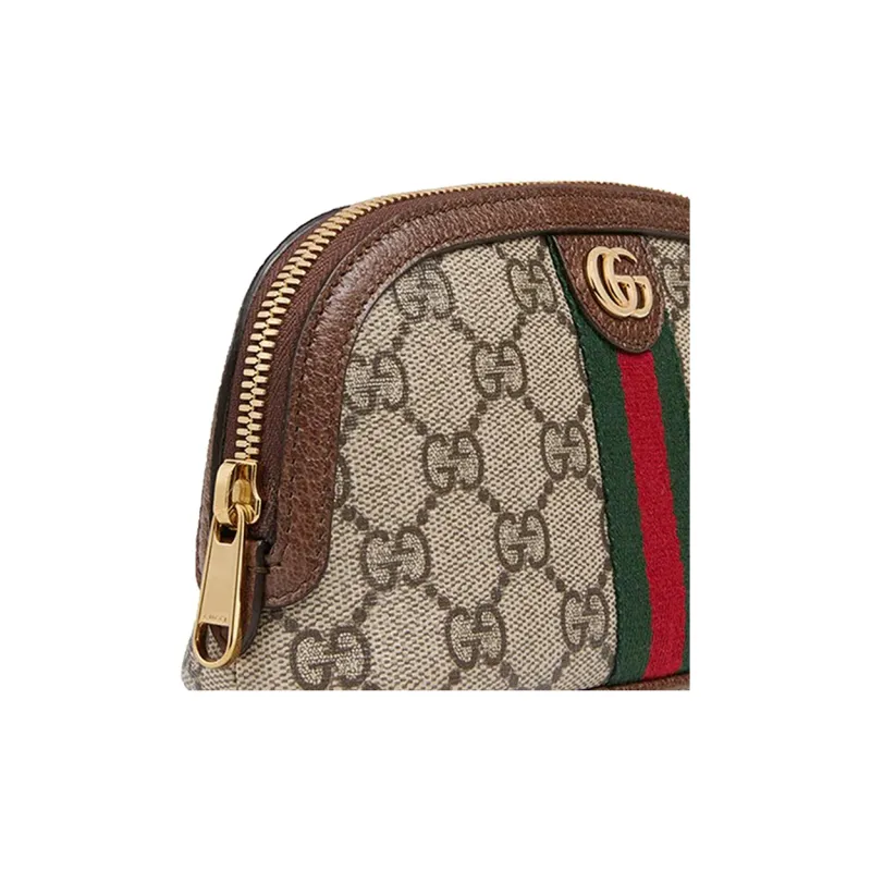 GUCCI Ophidia Canvas With Leather Clutch, Toiletry Bag, Makeup Bag Tubas Women's Ebony/Brown-4