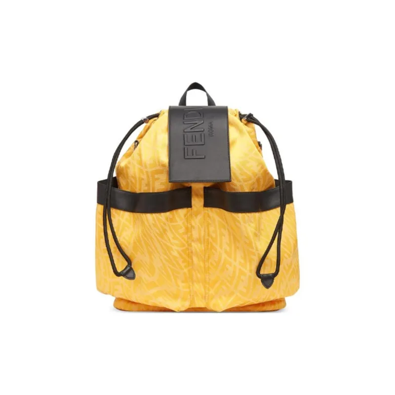 FENDI Canvas Backpack Men's Yellow-0