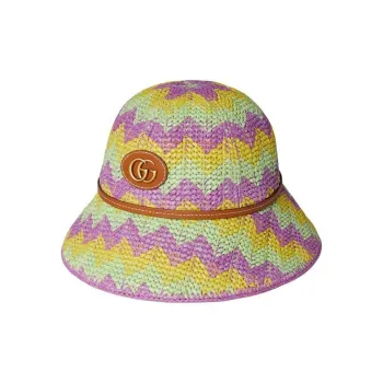GUCCI Chevron Straw Effect Cloche