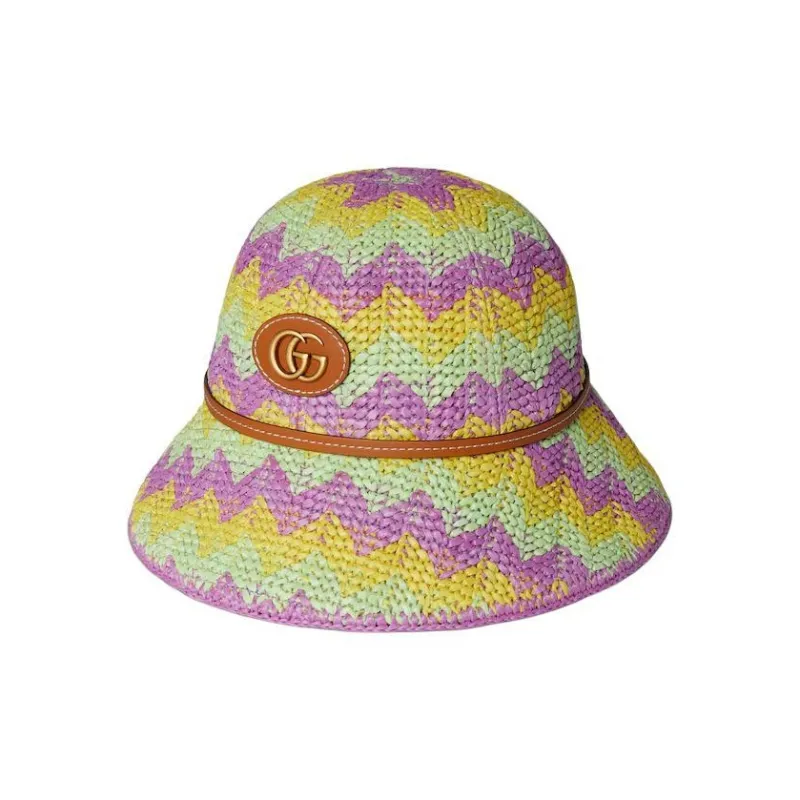 GUCCI Chevron Straw Effect Cloche-0