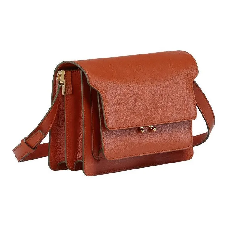 MARNI Trunk Calfskin Trunk Bag Clutch Shoulder Bag Women's Orange-1