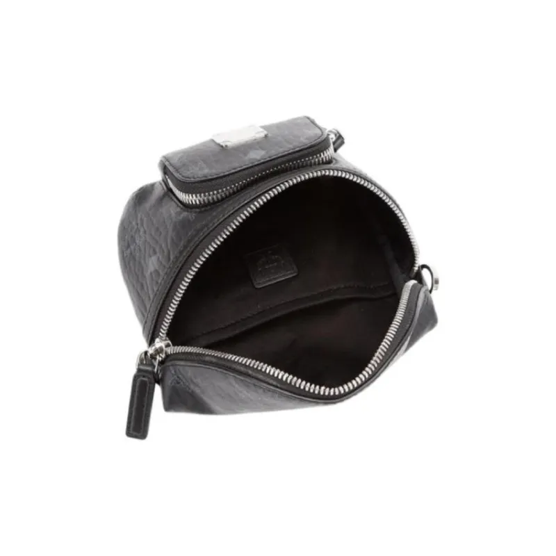 MCM Klassik Visetos Leather Shoulder Bag, Crossbody Bag Small Size Women's Black-2