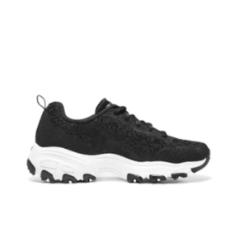 Skechers D'LITES 1.0 Anti Slip And Wear Resistant Breathable Low Top Chunky Sneakers Women's Black-1