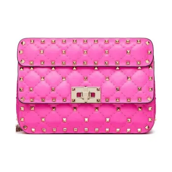 Valentino Rockstud Sheepskin Shoulder Bag, Crossbody Bag Regular Women's Rose Red