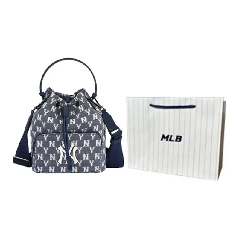 MLB Monogram Collection Polyester Bucket Bags Shoulder Bag Crossbody Bag Regular Unisex Denim Blue-6