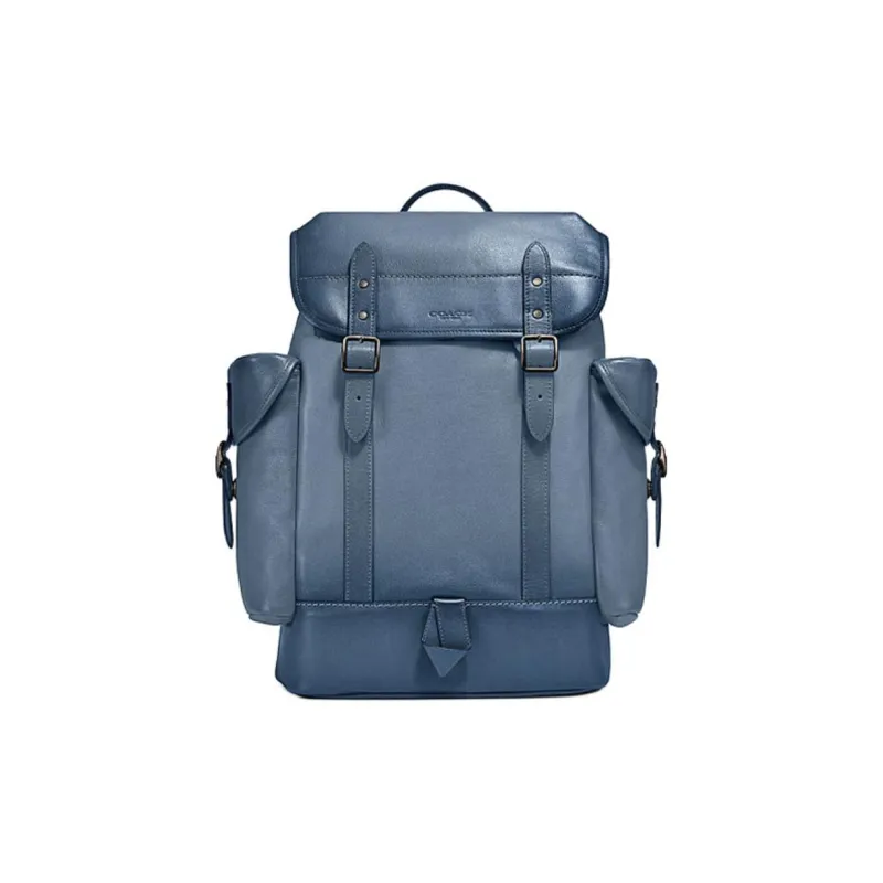 COACH Hitch Calfskin Backpack Large Size Men's Gray Blue-0
