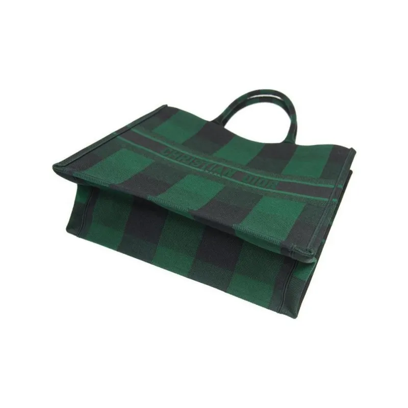 DIOR BookTote Canvas Canvas Bag Tote Bag Shopping Bag Handbag Women's Green/Black-3