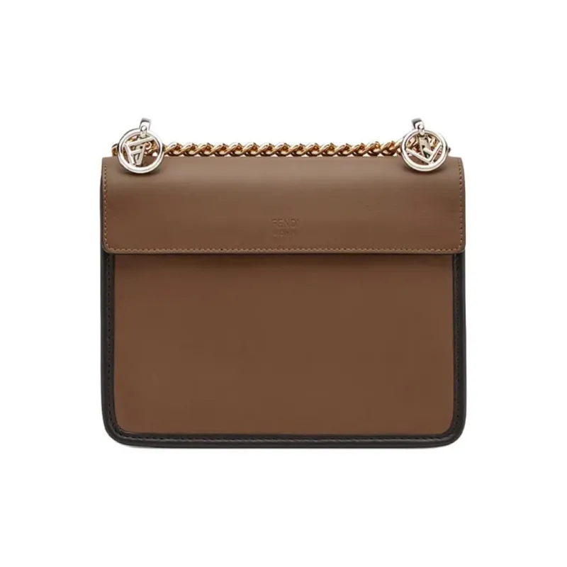 FENDI Kan I Leather Portable Crossbody Bag Shoulder Bag Mini Women's Brown-2