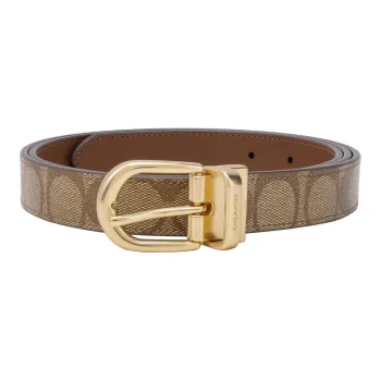 COACH Pin Buckle Cow Leather Leather Belts Women's Gold/Brown Width  2.5cm