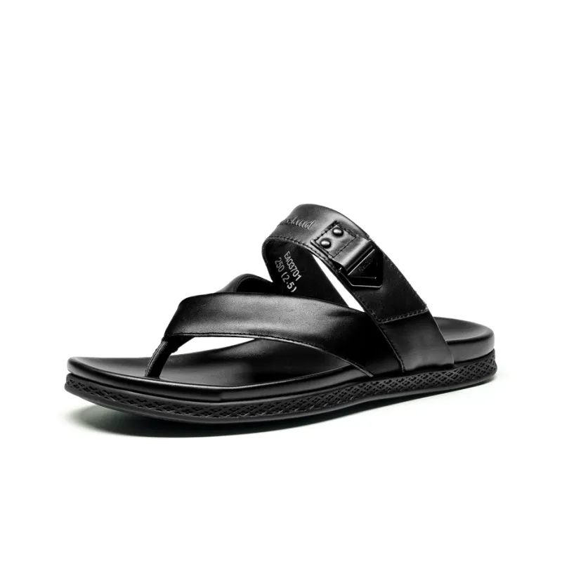 LEAVELAND Quick Dry Flip Flops Men's Black-1