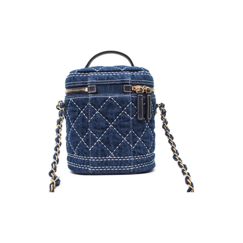 CHANEL Canvas Portable Canvas Shoulder Bag, Crossbody Bag Women's Denim Blue-1