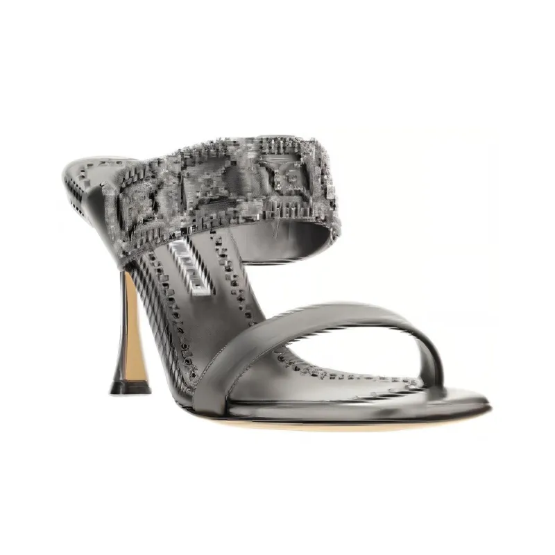 MANOLO BLAHNIK Slide Slippers Women's Gray-2