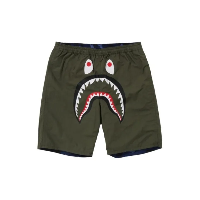 A BATHING APE Color Camo Shark Reversible Shorts-4