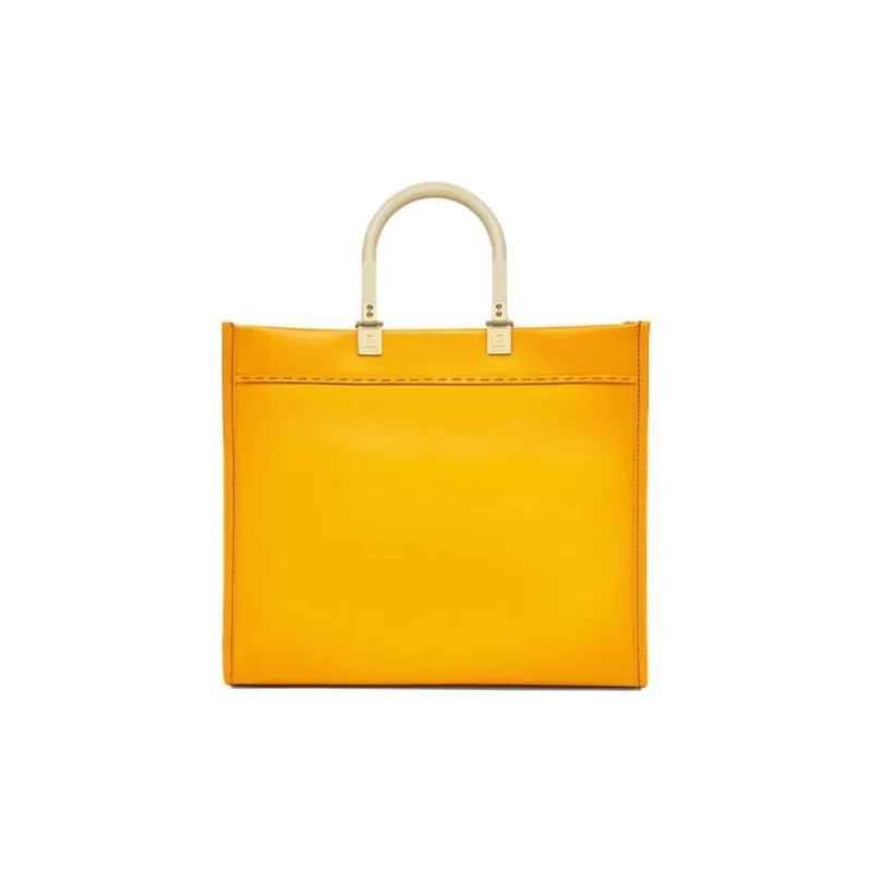 FENDI Sunshine Leather Tote Bag Shopping Bag Shoulder Bag Crossbody Bag Handbag Women's Yellow-2