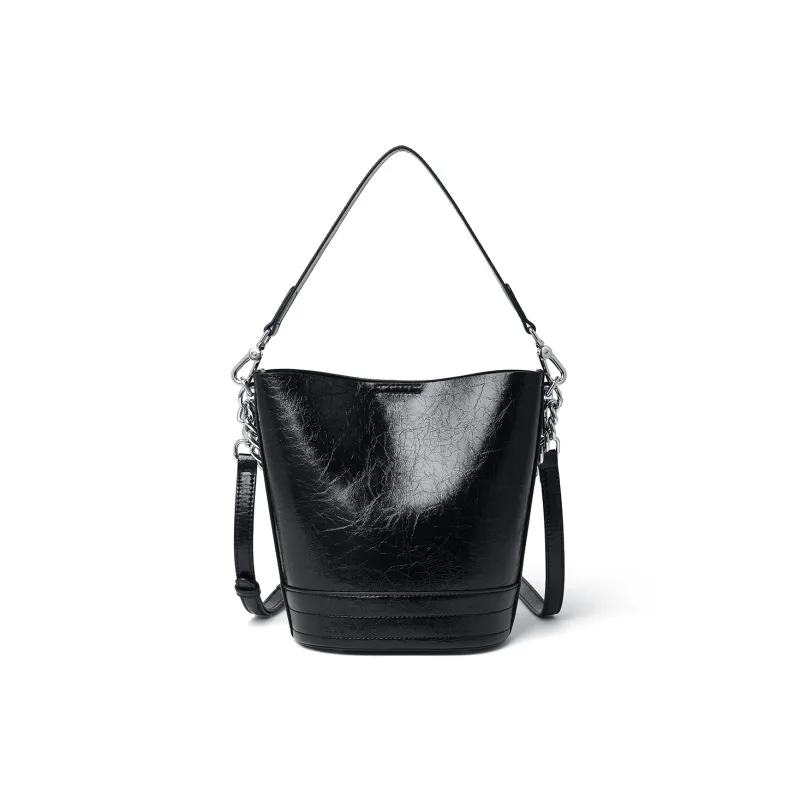 RED DRAGONFLY Cow Leather Handbag Shoulder Bag Bucket Bag Regular Women's Black-2