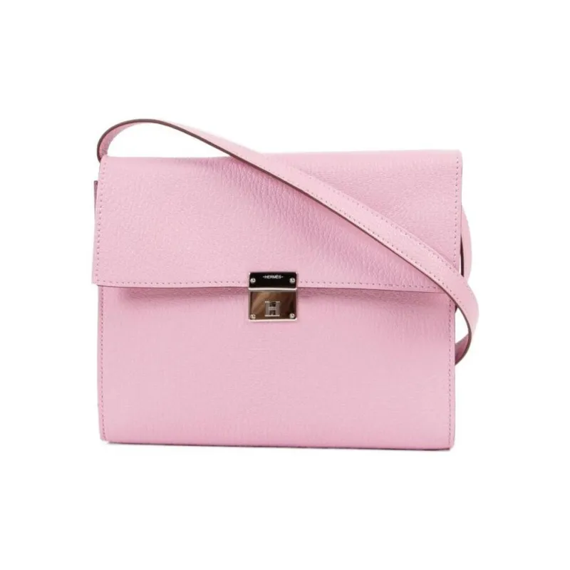 HERMES Clic Mysore Goat Skin Handheld Shoulder Bag, Crossbody Bag Regular Women's X9 Mauve Sylvestre Mallow Purple-1