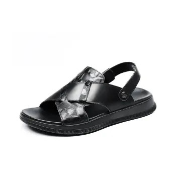 JIEDESEN Beach Sandals Men Black/Dark Brown