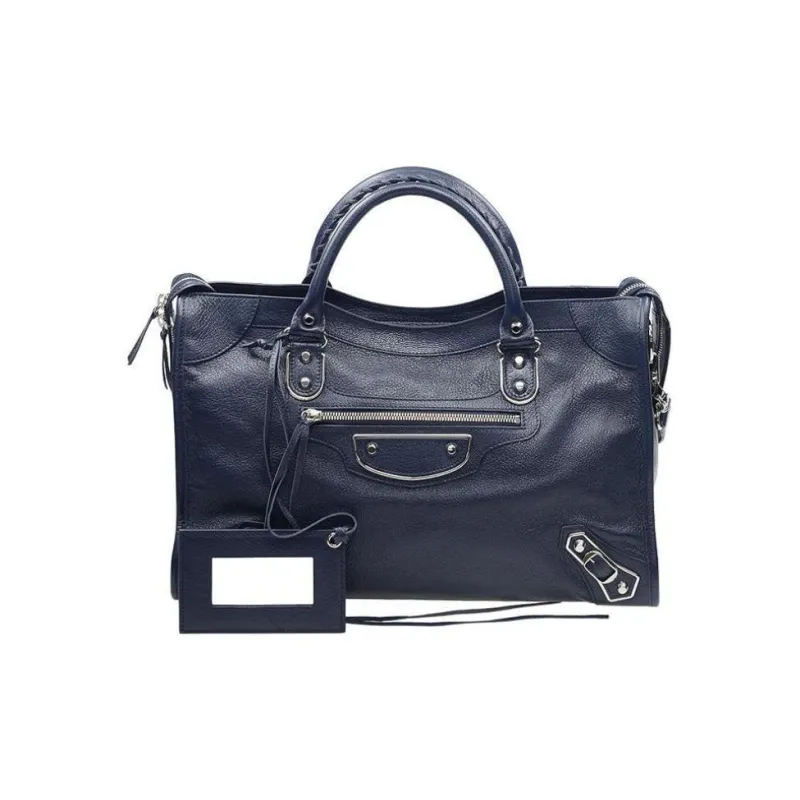 Balenciaga Lambskin Shoulder Bag, Crossbody Bag, Handbag Women's Dark Blue-0