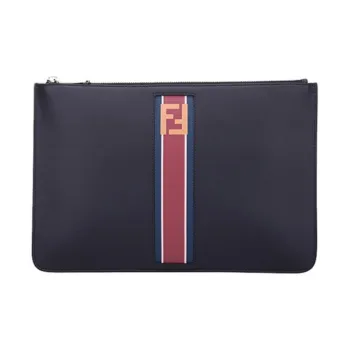 FENDI Leather Clutch Men's Dark Blue & Navy Blue