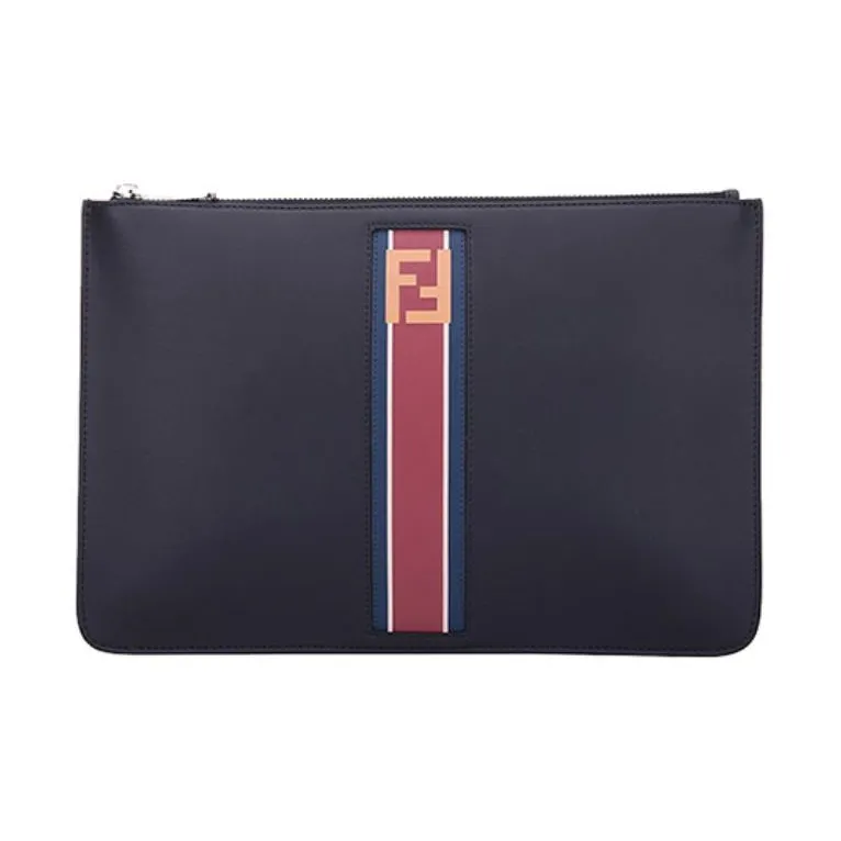 FENDI Leather Clutch Men's Dark Blue & Navy Blue-0