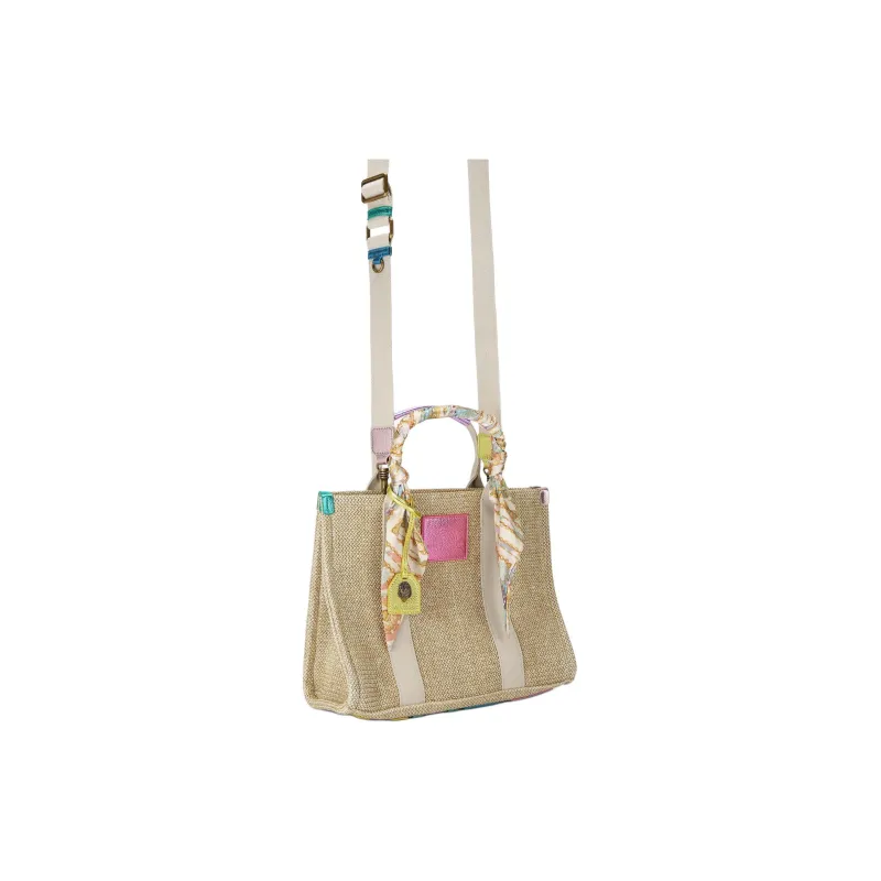 Kurt Geiger London Natural Woven Fabric Shoulder Bag Crossbody Bag Handbag Women's Beige-2