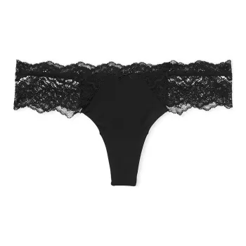 Victoria's Secret DREAM ANGELS Lace Trim Thong Panty/Black Underpants Women's 1 Pack Black