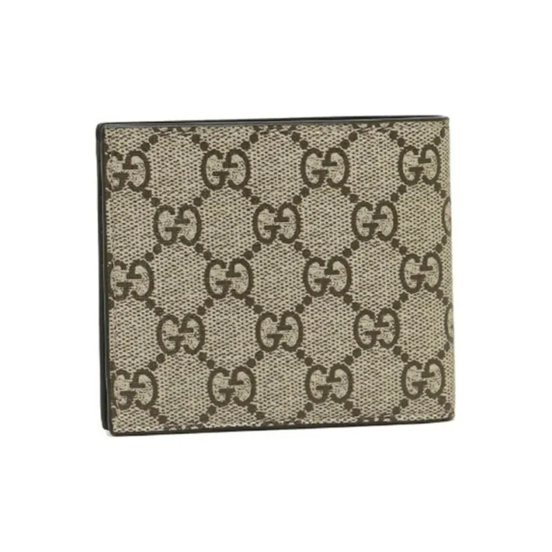 GUCCI Canvas With Leather Wallet Men's Ebony-1