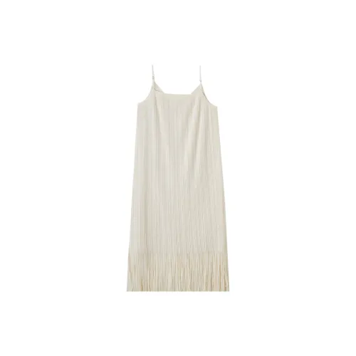 XIANGYING Slip Dresses Women's Beige