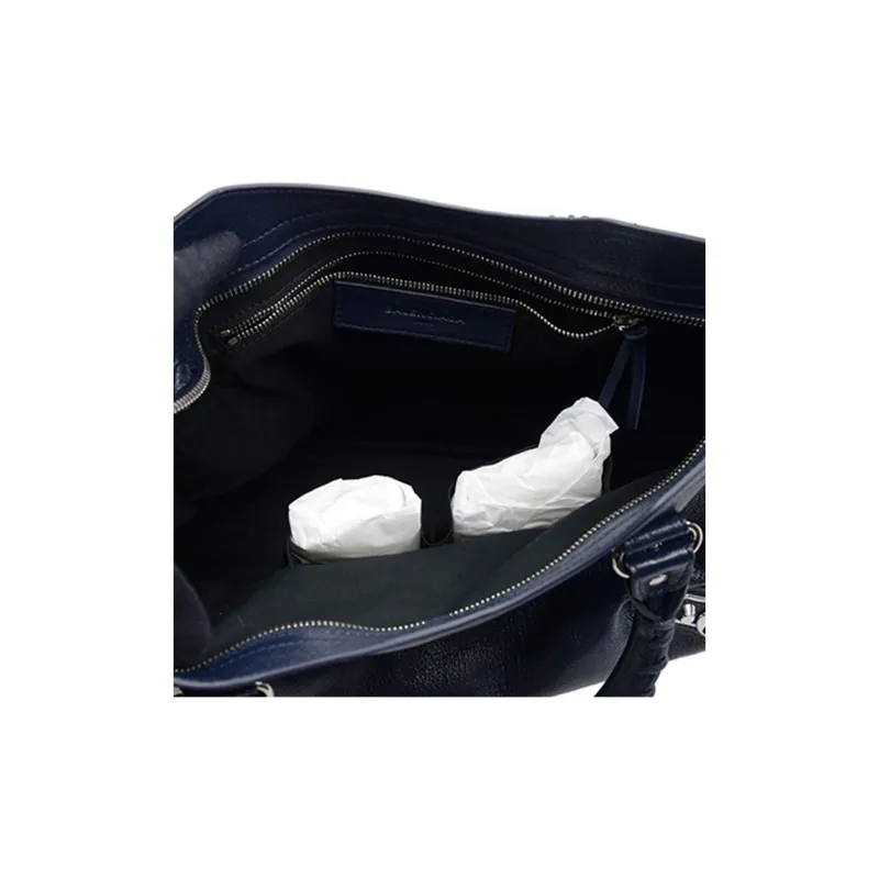Balenciaga Lambskin Shoulder Bag, Crossbody Bag, Handbag Women's Dark Blue-4