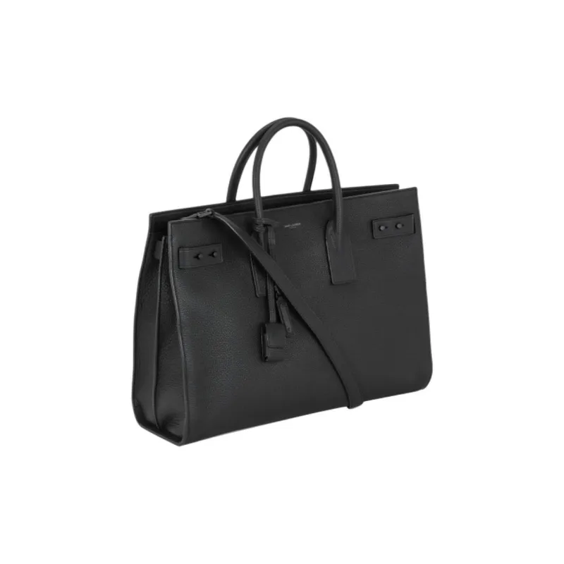SAINT LAURENT SAC DE JOUR Leather Tote Bag Shopping Bag Handbag Unisex Black-1
