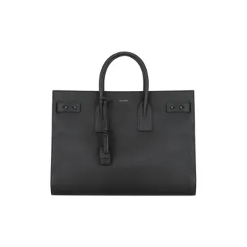 SAINT LAURENT SAC DE JOUR Leather Tote Bag Shopping Bag Handbag Unisex Black