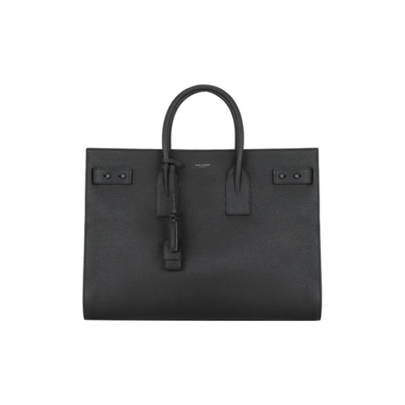 SAINT LAURENT SAC DE JOUR Leather Tote Bag Shopping Bag Handbag Unisex Black-0