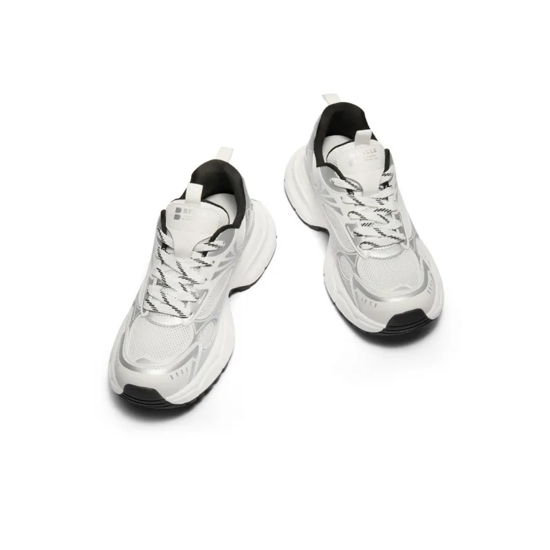 BELLE Abrasion-Resistant Slip-Resistant Low-Top Chunky Sneakers Men's Gray Black White-12