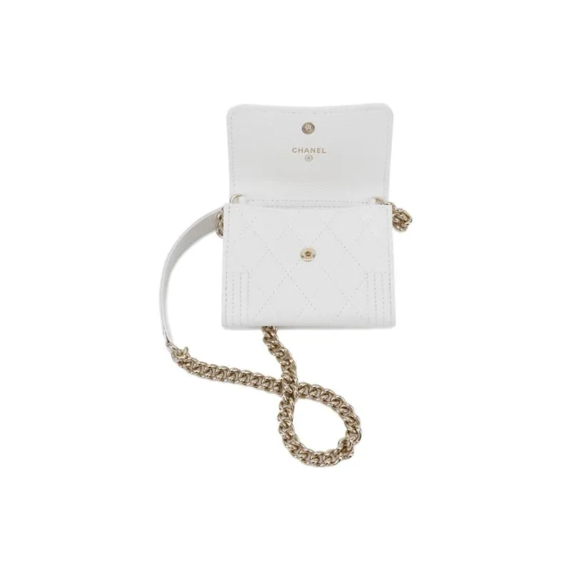 CHANEL Leboy Grain Calfskin Shoulder Bag, Crossbody Bag, Coin Purse Regular Women's White-2