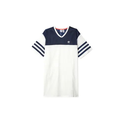 Adidas Short-Sleeved Dresses Women's White/Dark Indigo