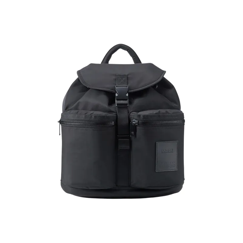 PORTER Nylon With Fabric Metal And Leather Backpack Medium Size Unisex Black-0