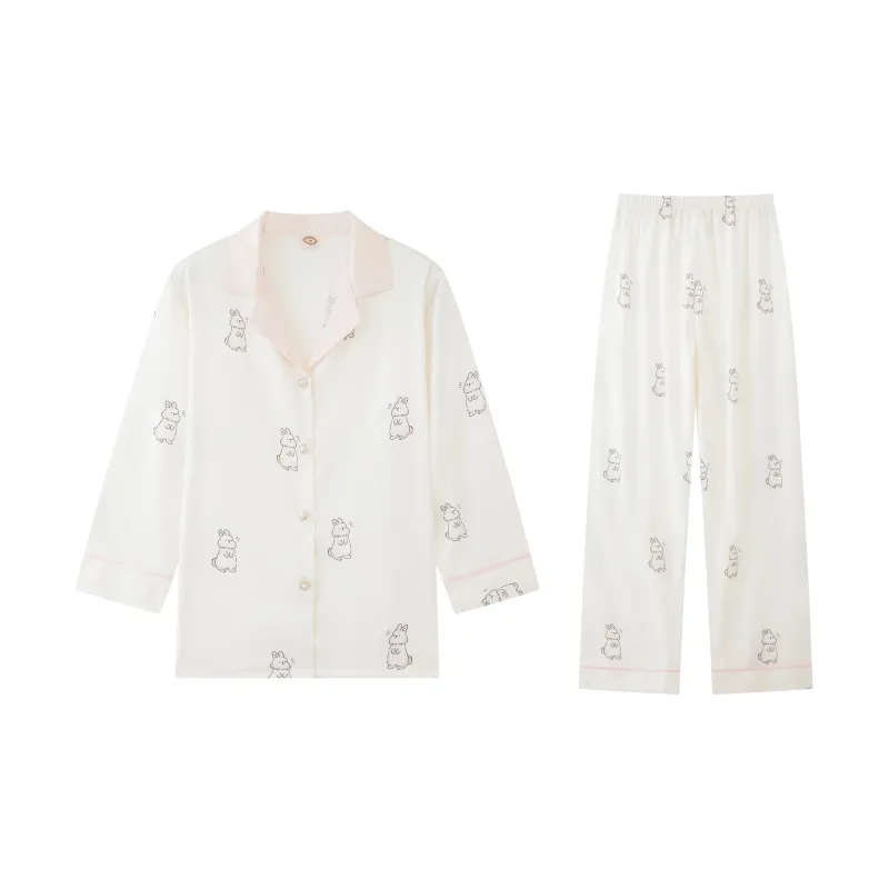 Kosrood Pajama Set Women's White Gold-0