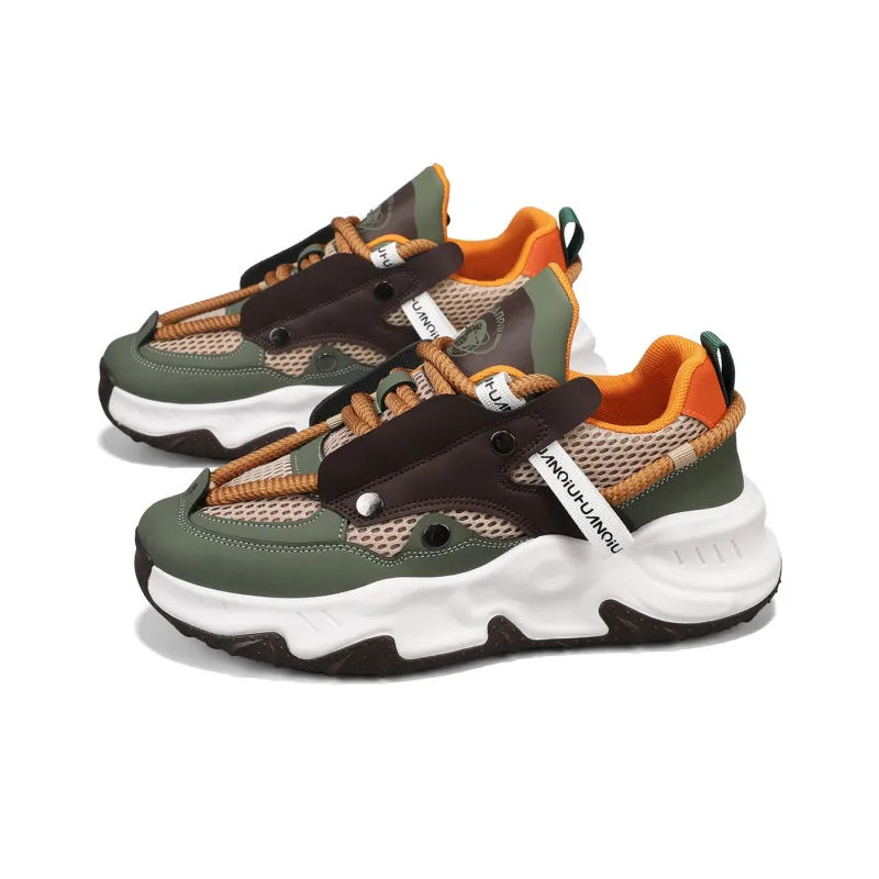 HUANQIU Abrasion Resistant Breathable Low Top Casual Shoes Men's Khaki Green-1