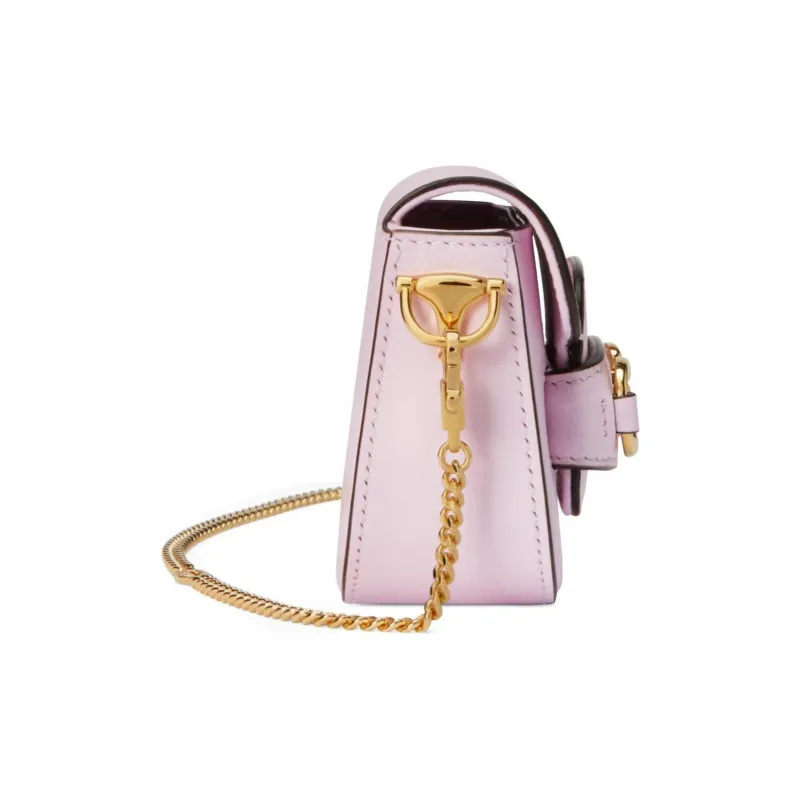 GUCCI Horsebit 1955 Leather Shoulder Bag Crossbody Bag Extra Mini Women's Light Pink-2