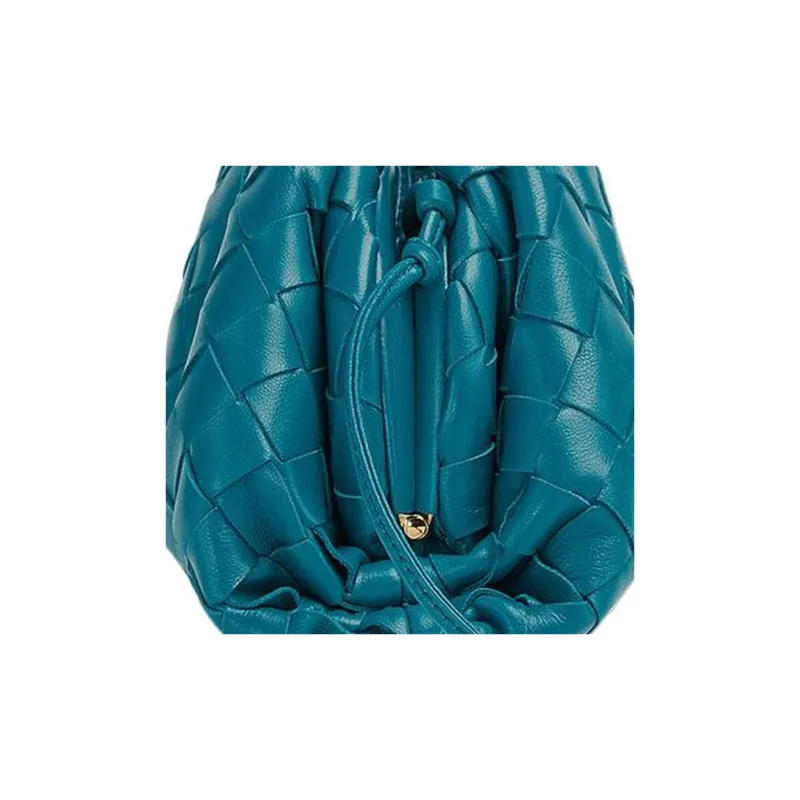 Bottega Veneta Sheepskin Woven Cloud Bag Crossbody One Shoulder Clutch Mini Women's Wild Duck Green-3