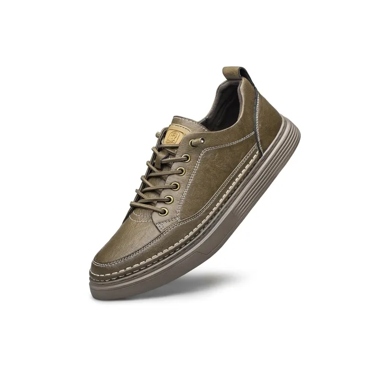 LAORENTOU Men's Casual Shoes Men Low Top Ecru/Khaki-7