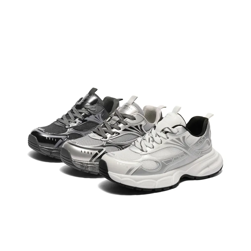 BELLE Abrasion-Resistant Slip-Resistant Low-Top Chunky Sneakers Men's Gray Black White-4