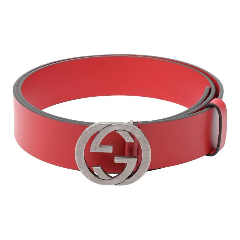GUCCI Individual Trendy Smooth Buckle Black Oil Edge Leather Belts Men's Width: 3.5cm-1