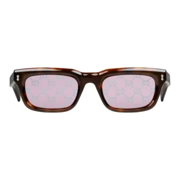 GUCCI Acetate Irregular Shape Sunglasses Men's Tortoiseshell