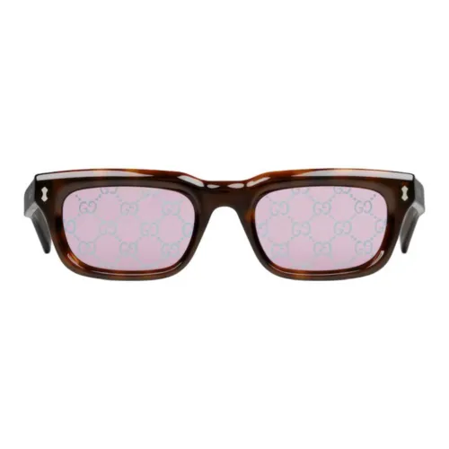 GUCCI Acetate Irregular Shape Sunglasses Men's Tortoiseshell